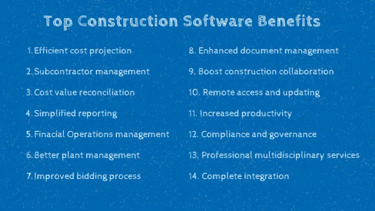 overview of 14 benefits of construction software