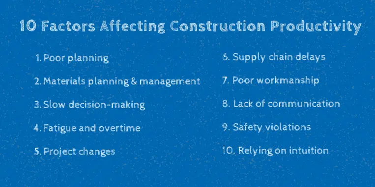 10 influence factors of construction productivity
