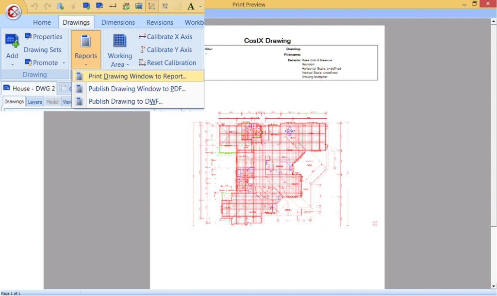 Print Drawing Window to Report