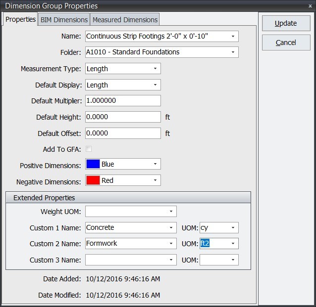 Basic setup for dimension sheets