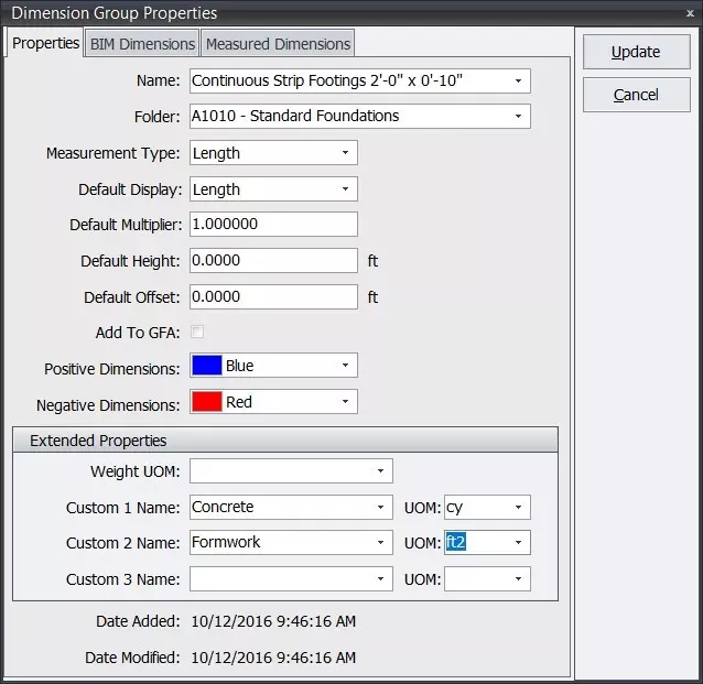 Basic setup for dimension sheets