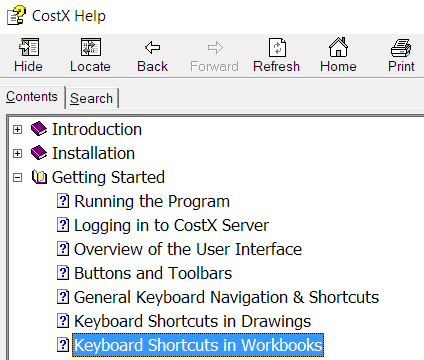 Keyboard Shortcuts in Workbooks