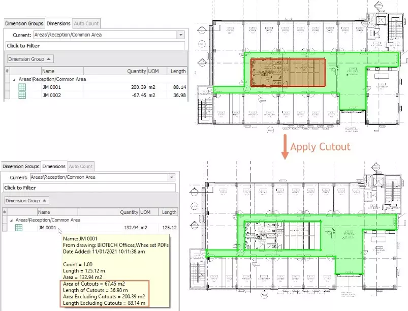iTWO costX Consultant Series Dimension Cutouts