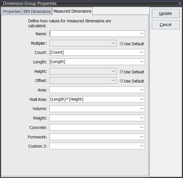 Measured Dimensions Tab