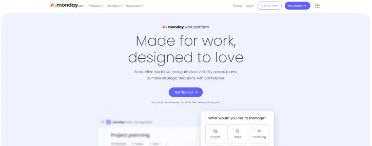 Project management software example: Monday
