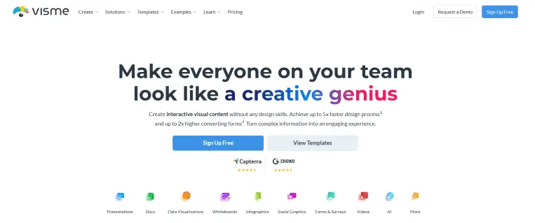 Great enterprise software for content design and presentations: Visme