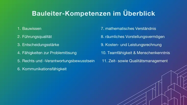 Bauleiter-Kompetenzen im Überblick