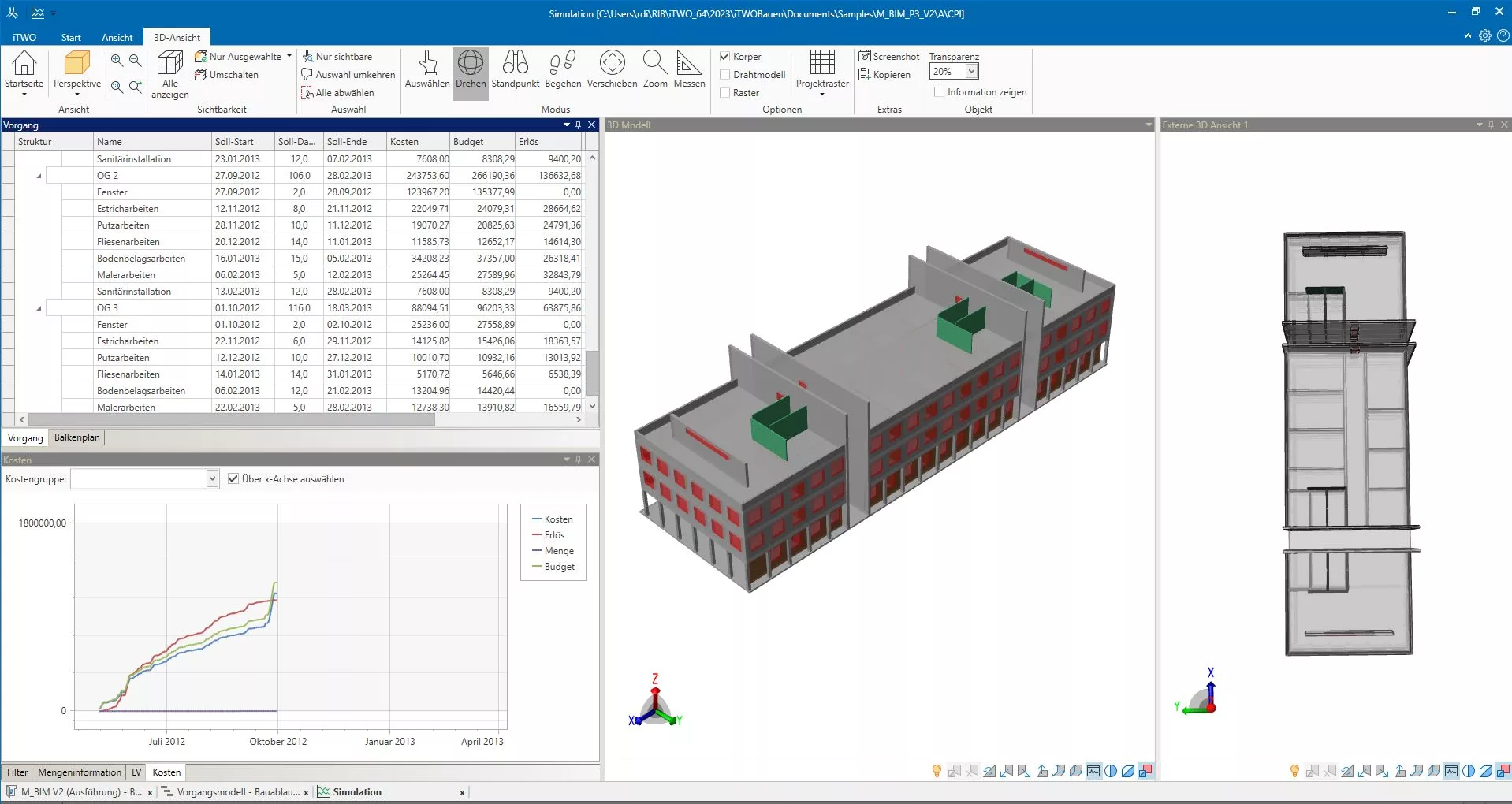 Darstellung von BIM 5D: RIB iTWO verbindet 3D-Planung mit Zeit- und Kostenkontrolle für bessere Bauprojekte in allen Phasen