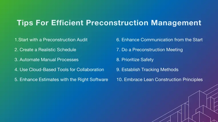 Top 10 preconstruction management tips
