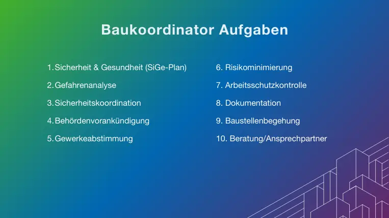 Baukoordinator Aufgaben im Überblick