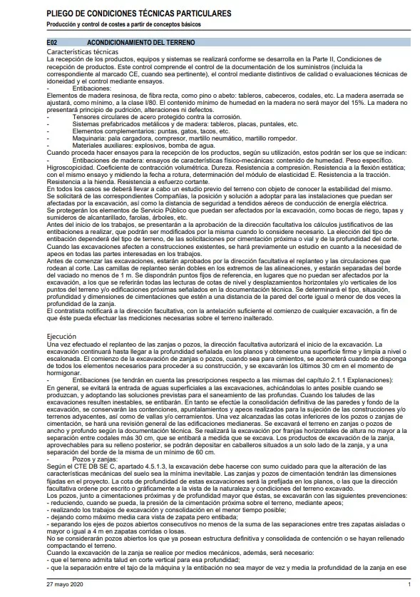 Pliego de condiciones técnicas particulares