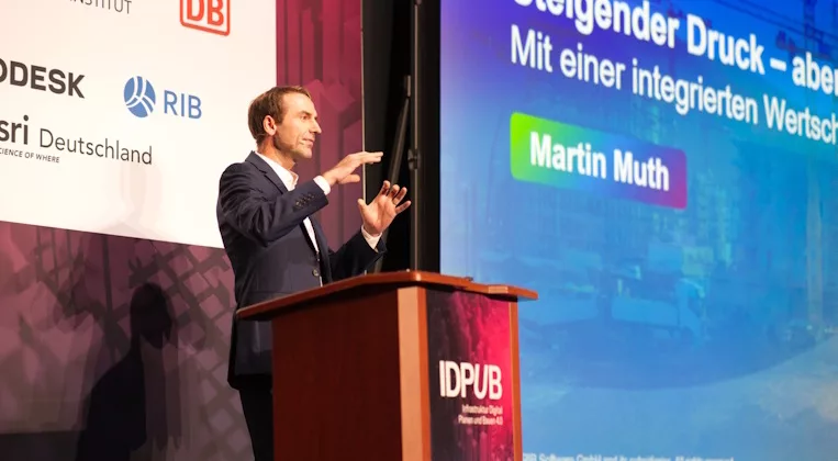 Kongress Infrastruktur digital Planen und Bauen 2025 Vortragender Martin Muth, Geschäftsführer der RIB Software GmbH BIM Kongress RIB 2026