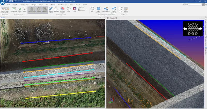 RIB Civil mit integriertem 3D-Linienzug für Punktwolken